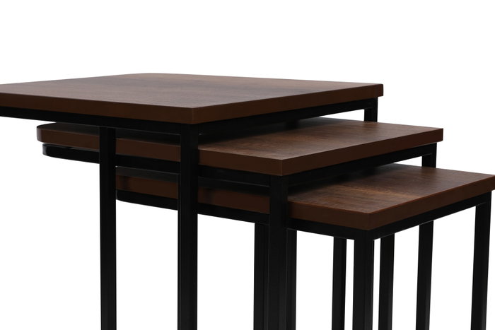 Hanah Home Ce Metal Zigon - 9401 Juego de Mesas Nido (3 Piezas) Nogal y Negro